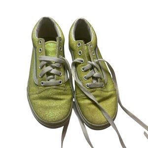 Vans Kids Glitter Lime Sneakers Girls SZ3